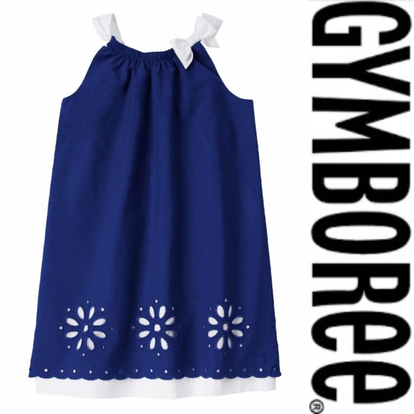 Gymboree Other - Gymboree Eyelet Sleeveless Shift Dress Navy 4 NWT